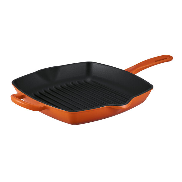 Grillpfanne aus Gusseisen, orange