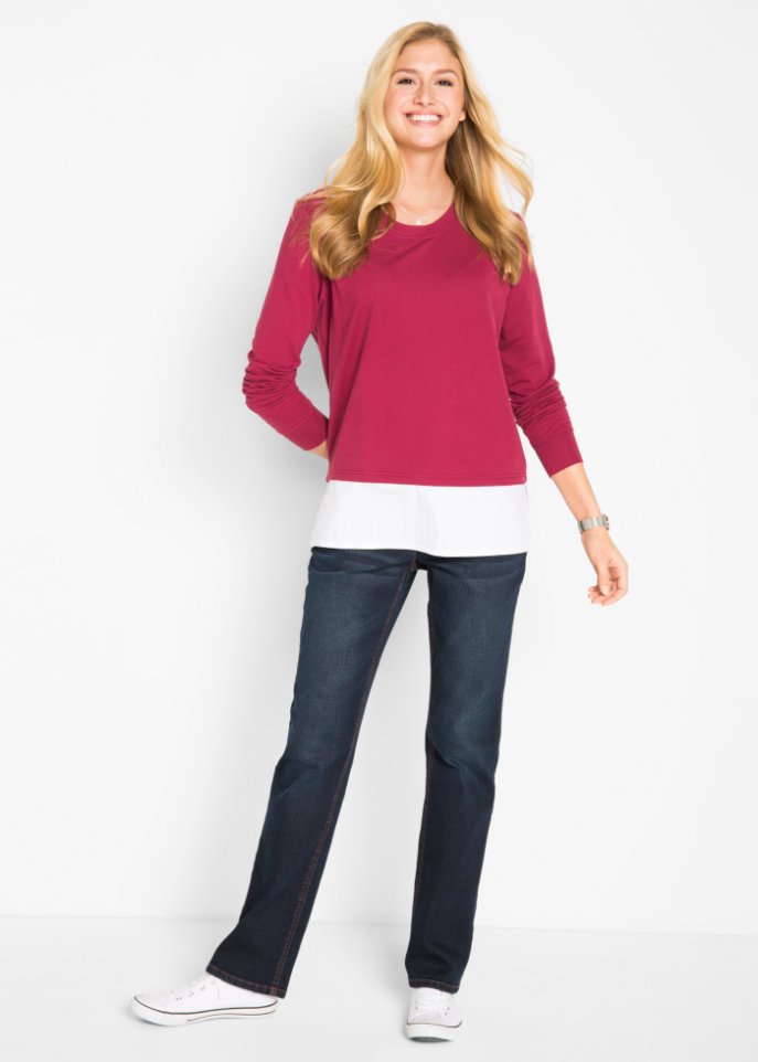 Baumwoll-Stretch-Jeans mit Bequembund, Straight