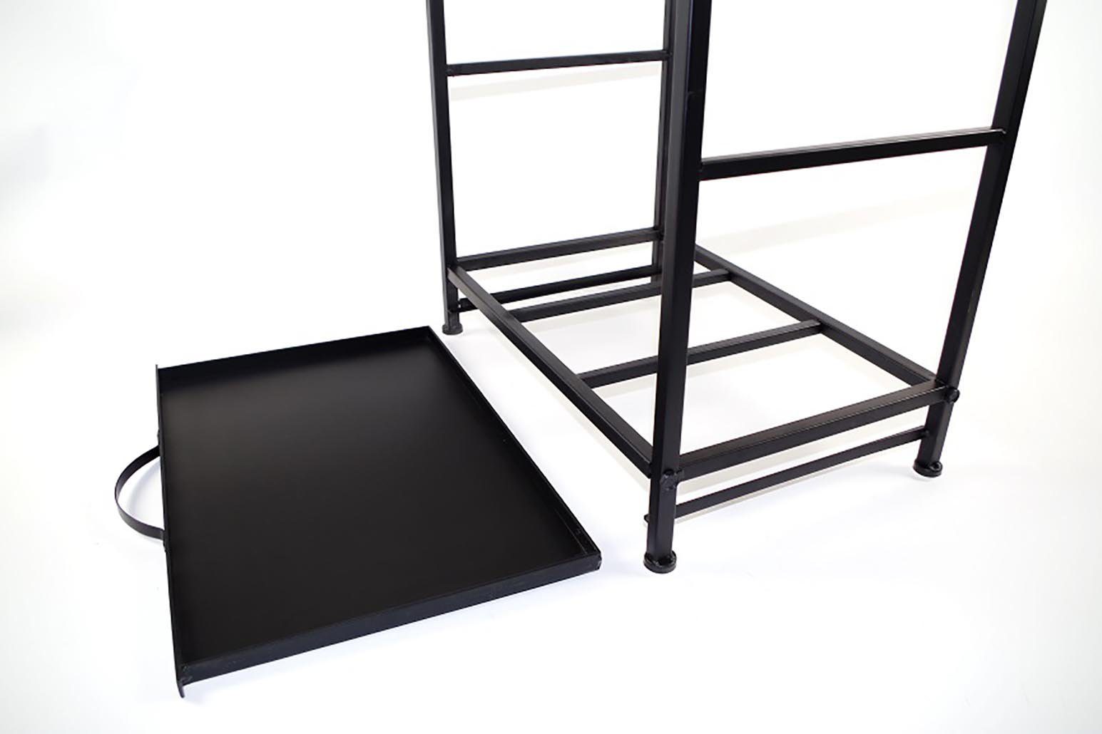 Kobolo Kaminholzregal Kaminholzständer aus Metall schwarz lackiert, BxTxH:50x32x80 cm