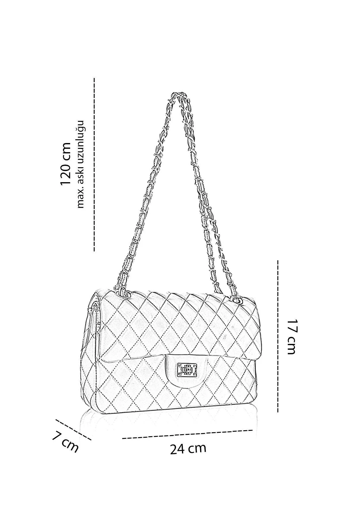 Getcho  Jadas Damen-Schultertasche und Umhängetasche mit Kettenriemen, gesteppt