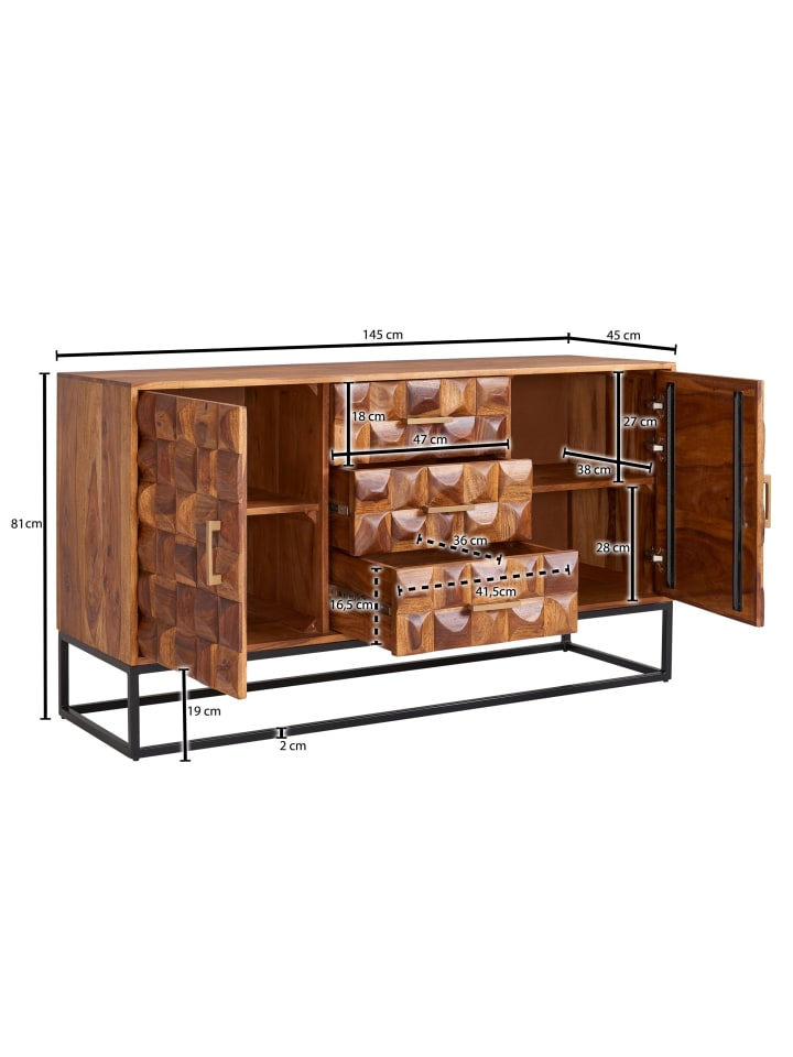 KADIMA DESIGN Sideboard 145x81x45 cm Massivholz / Metall Anrichte, Kommode günstig kaufen onesize