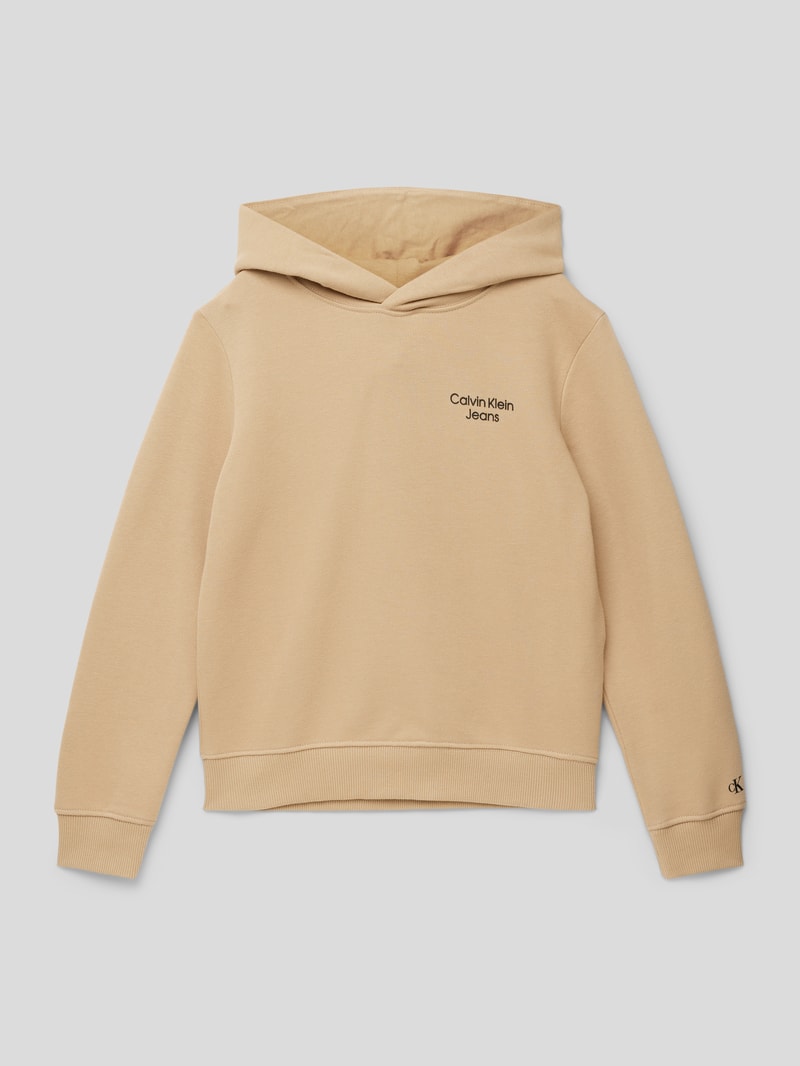 Hoodie mit Label-Details in camel