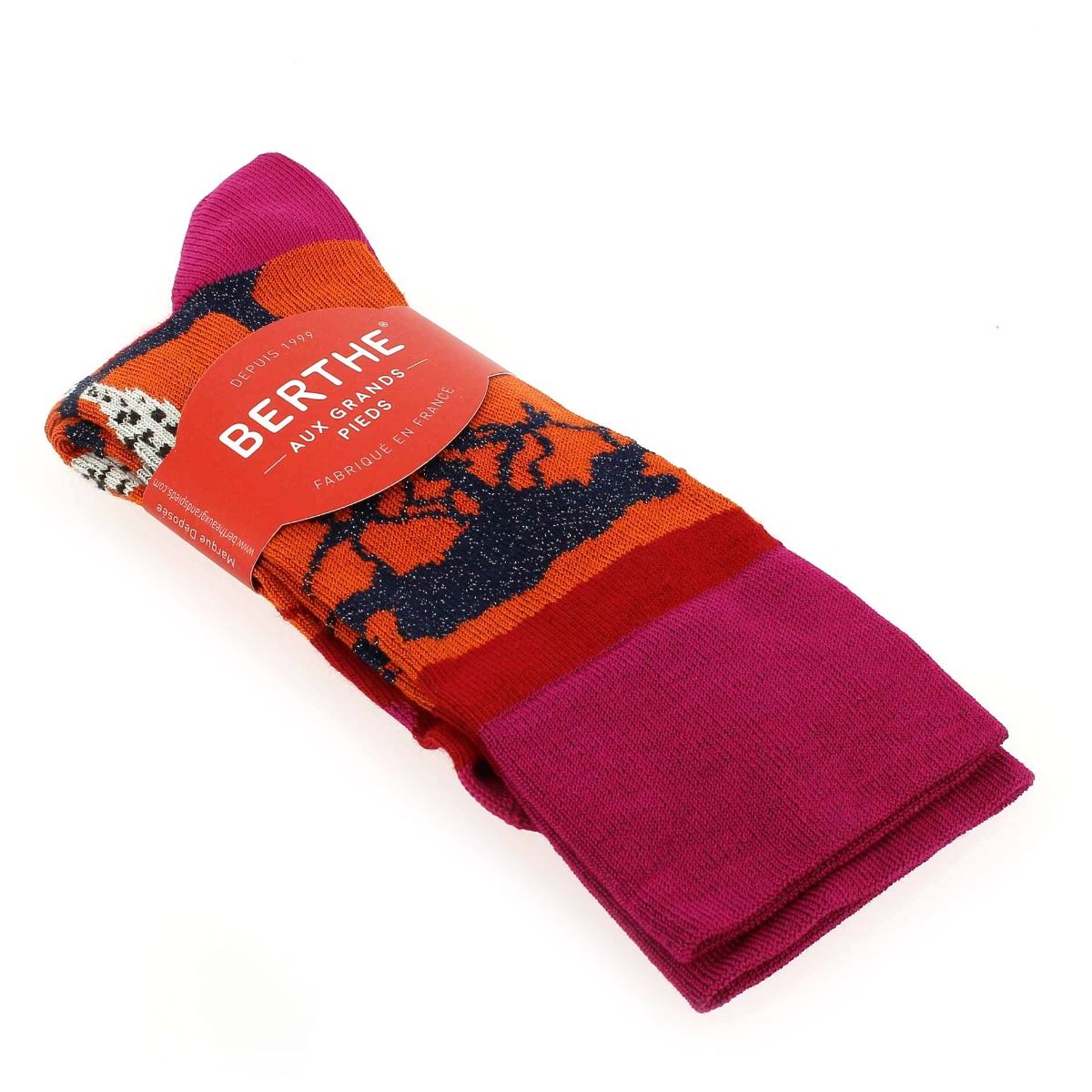 Berthe aux grands pieds  Chaussettes La Girafe  - Orange Rose