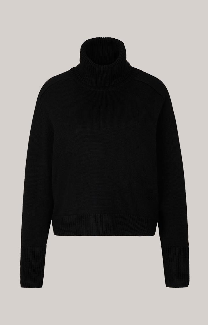 Schurwoll-Mix-Strickpullover in Schwarz
