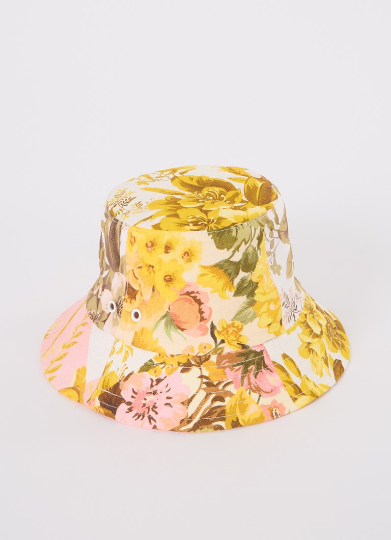 Zimmermann linen bucket hat with floral print