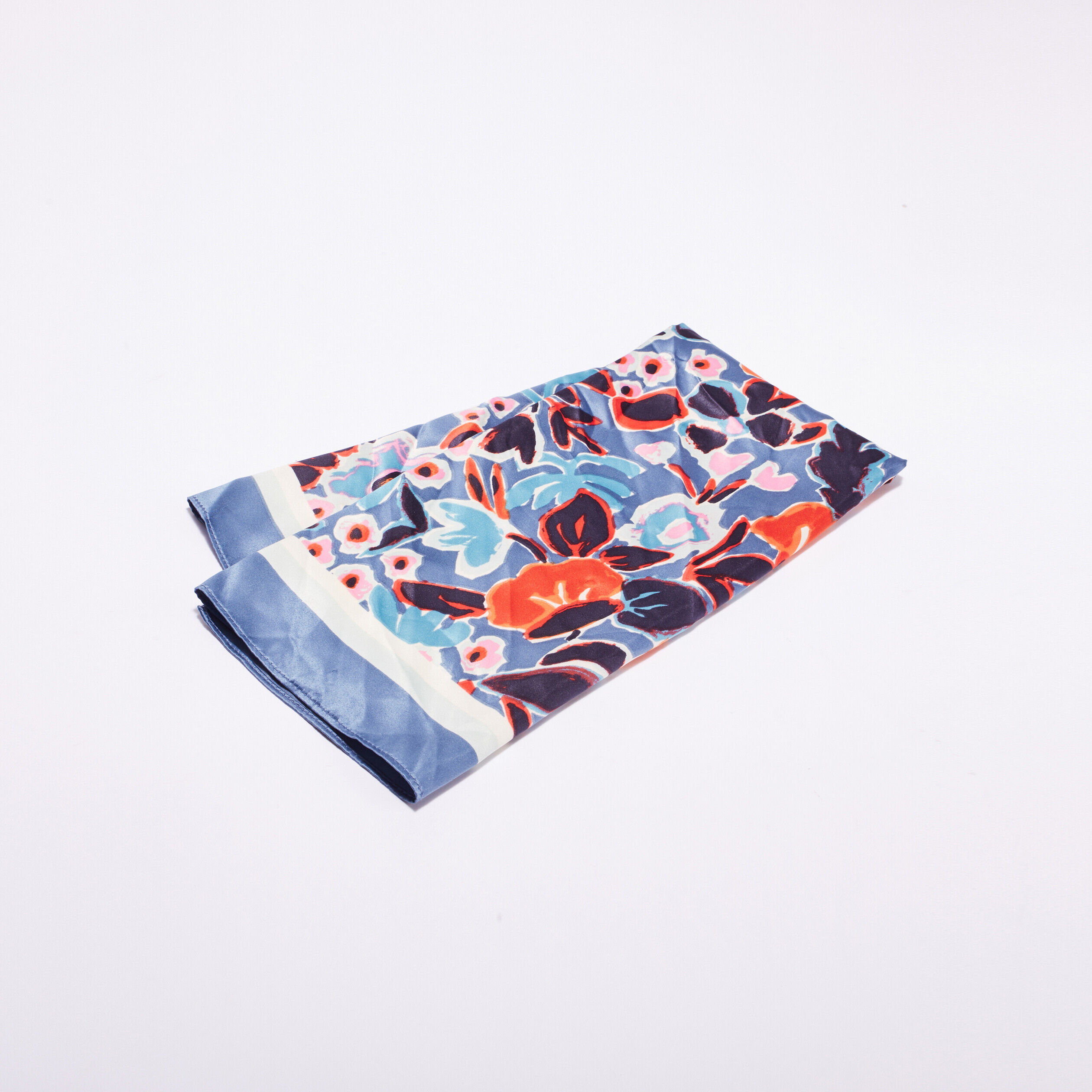 Foulard carré satiné bleu femme | Cache Cache