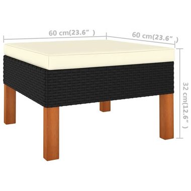 vidaXL Loungesofa 3-tlg. Garten-Lounge-Set Poly Rattan und Eukalyptus Massivholz, 1 Teile