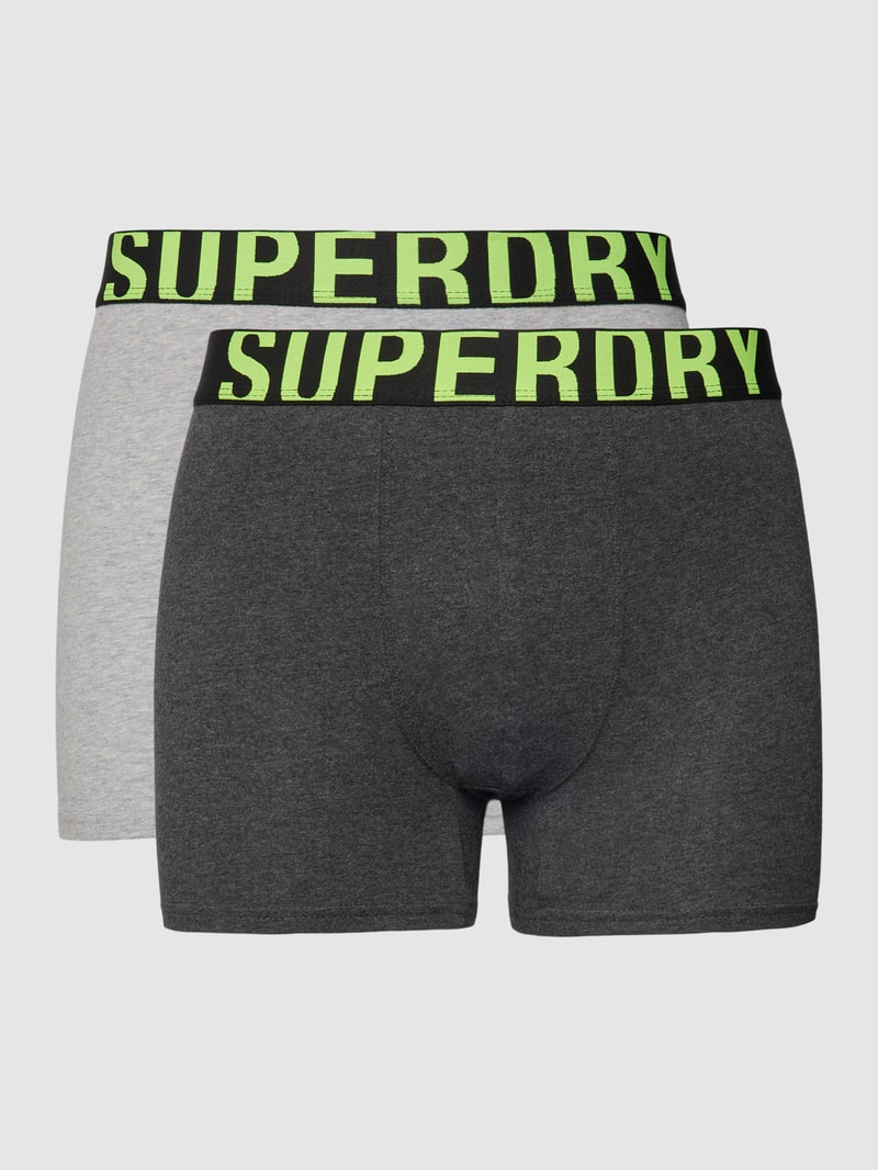 Boxershorts mit elastischem Logo-Bund 2er-Pack in dunkelgrau meliert