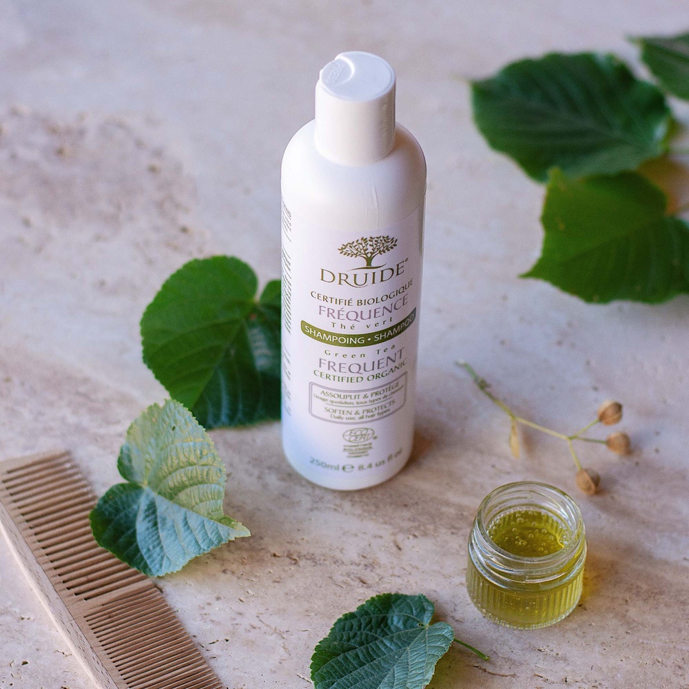 druide Shampoing Fréquence - Thé Vert Shampoing doux sans sulfate, thé vert et tilleul, pour usage quotidien | Druide
