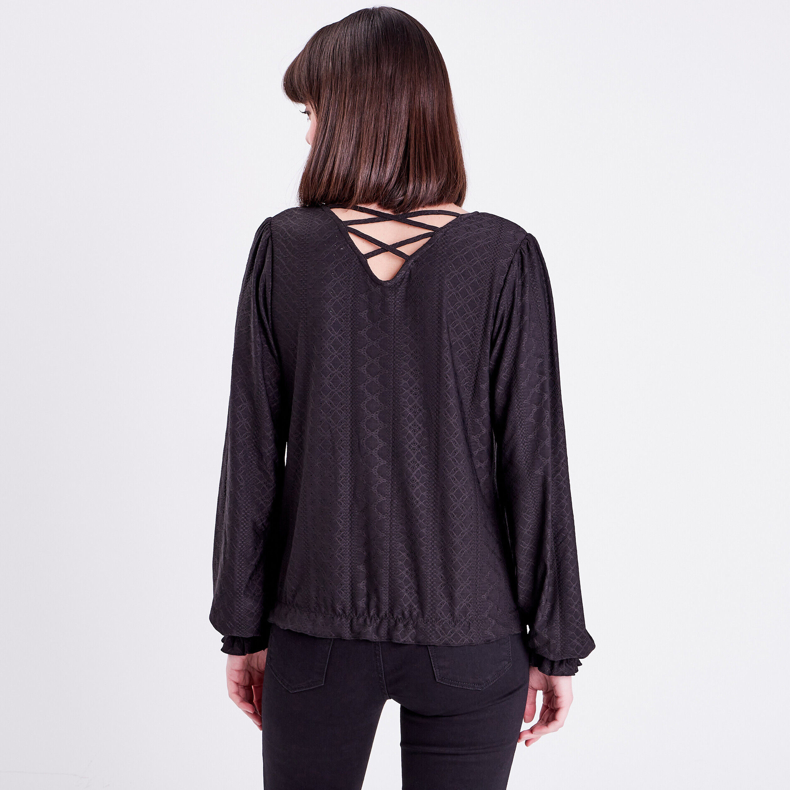 T-shirt manches longues noir femme | Cache Cache