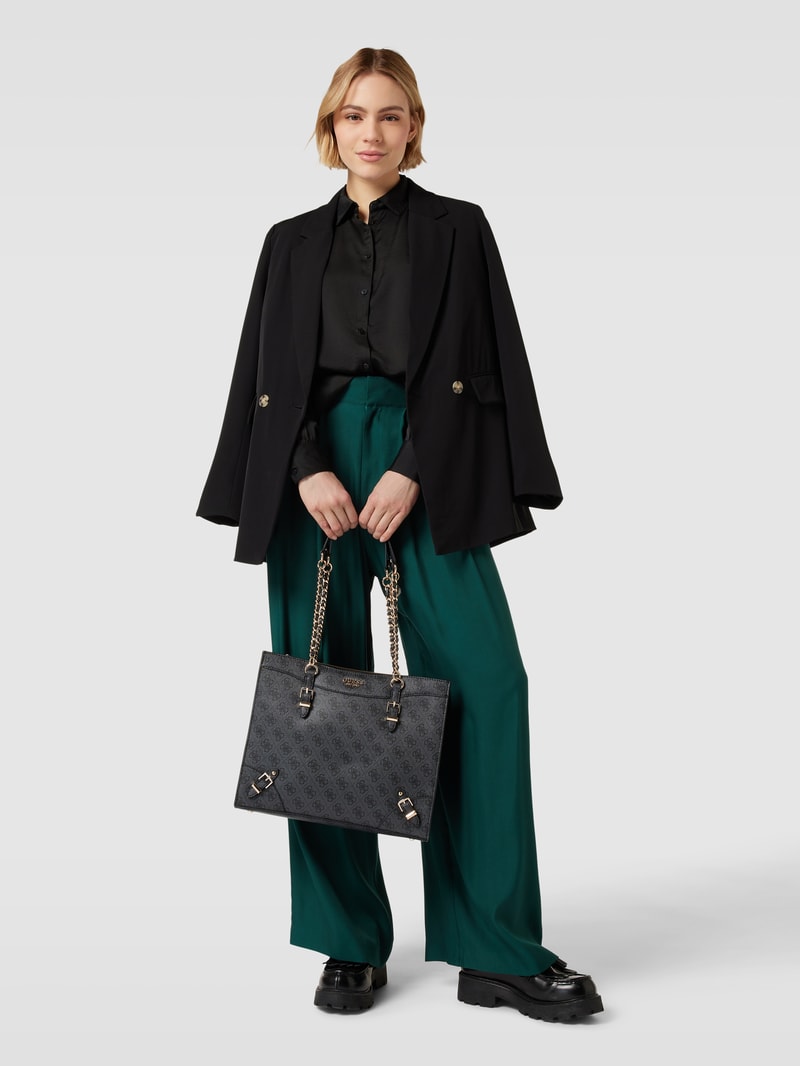 Tote Bag mit Label-Print Modell 'DIDI' in schwarz