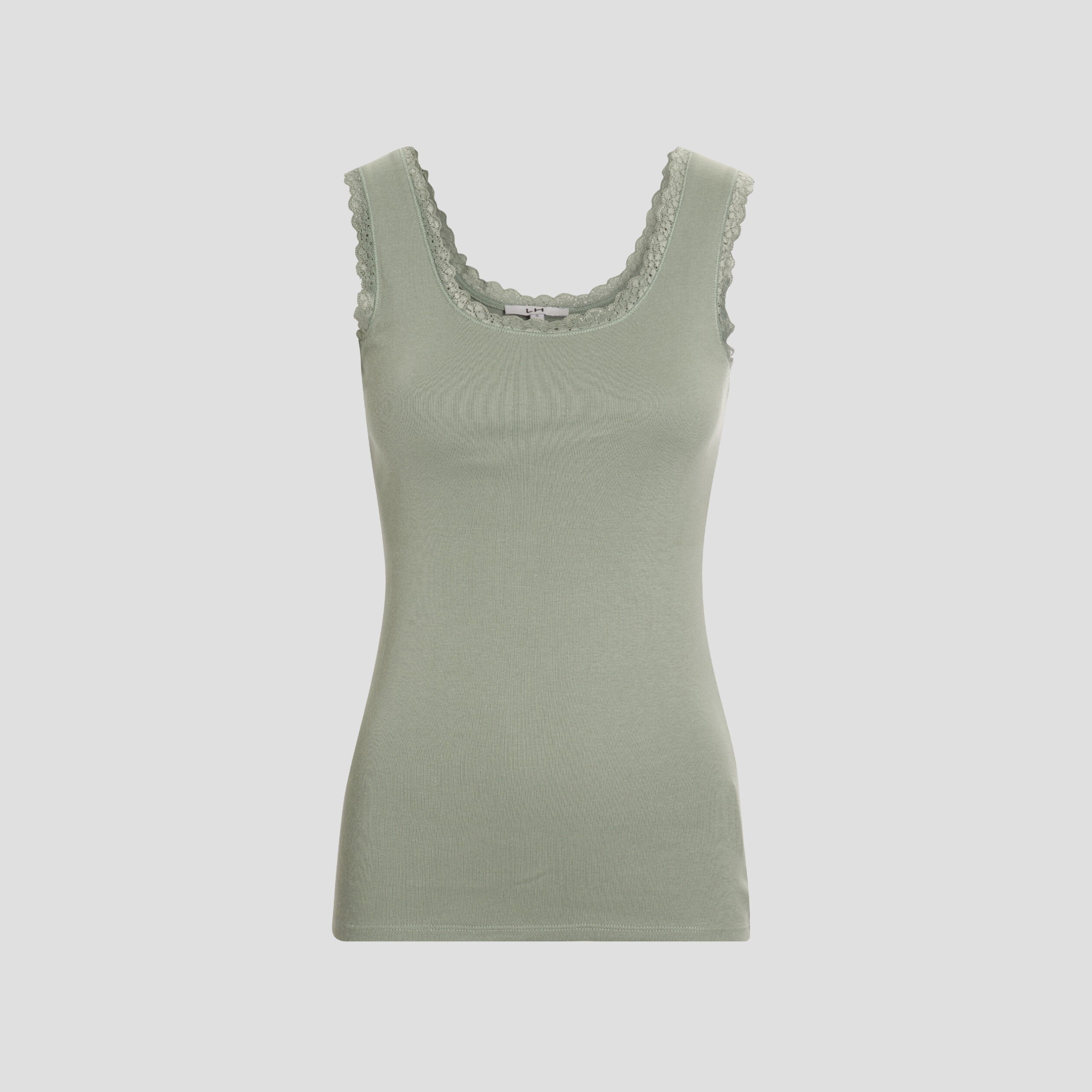 Débardeur bords festonnés à l'encolure vert pastel femme | La Halle