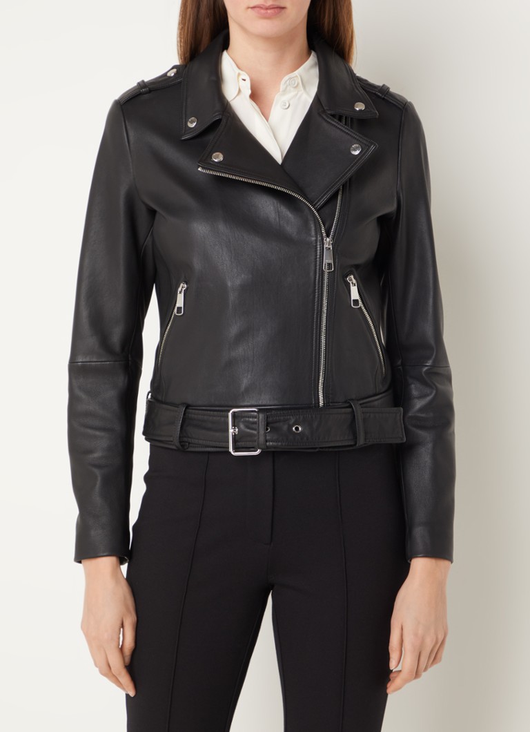 HUGO BOSS Sameli faux leather biker jacket with side pockets