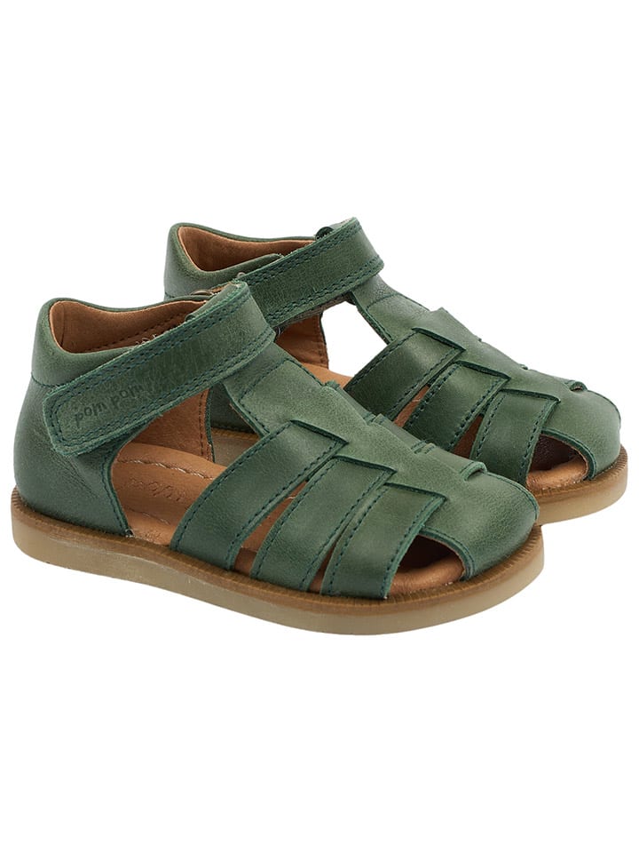 POM POM Leder-Halbsandalen in Grün günstig kaufen