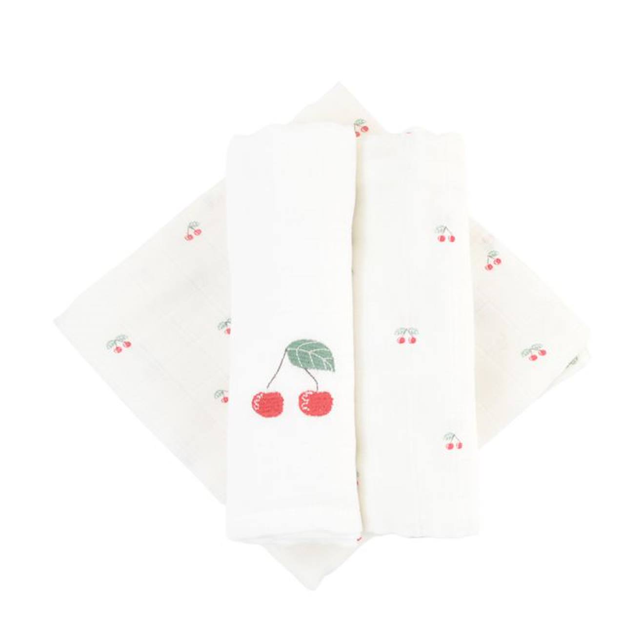 Lot de 3 langes en coton bio* Cerise beige