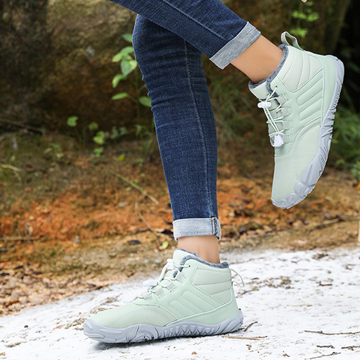 Daisred Damen Herren Winter Warm Gefüttert Winterschuhe Barfußschuh