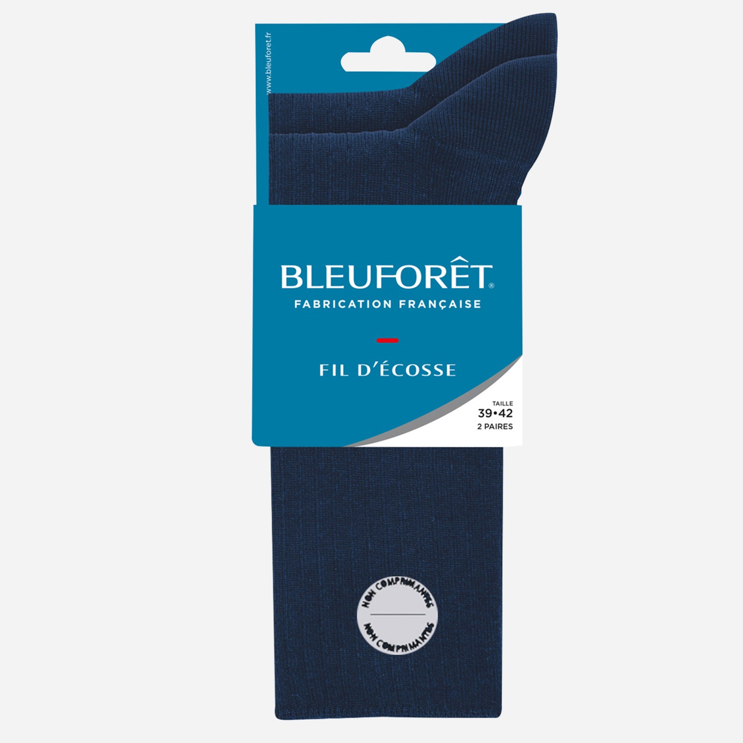 Lot de 2 paires de chaussettes marine BLEU FORET 43-46