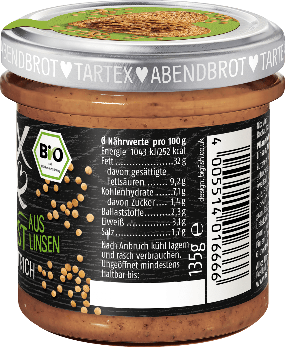Brotaufstrich, Leberwurst aus Linsen, 135 g