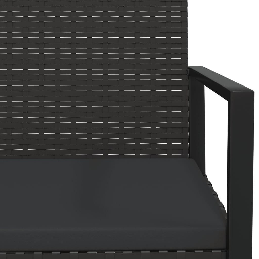 vidaXL Loungesofa 3-tlg. Garten-Lounge-Set mit Kissen Schwarz Poly Rattan, 3 Teile