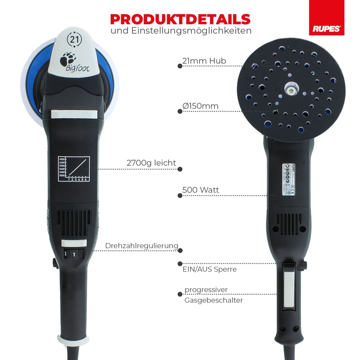 Rupes BigFoot LHR 21 Mark III Exzenterpoliermaschine
