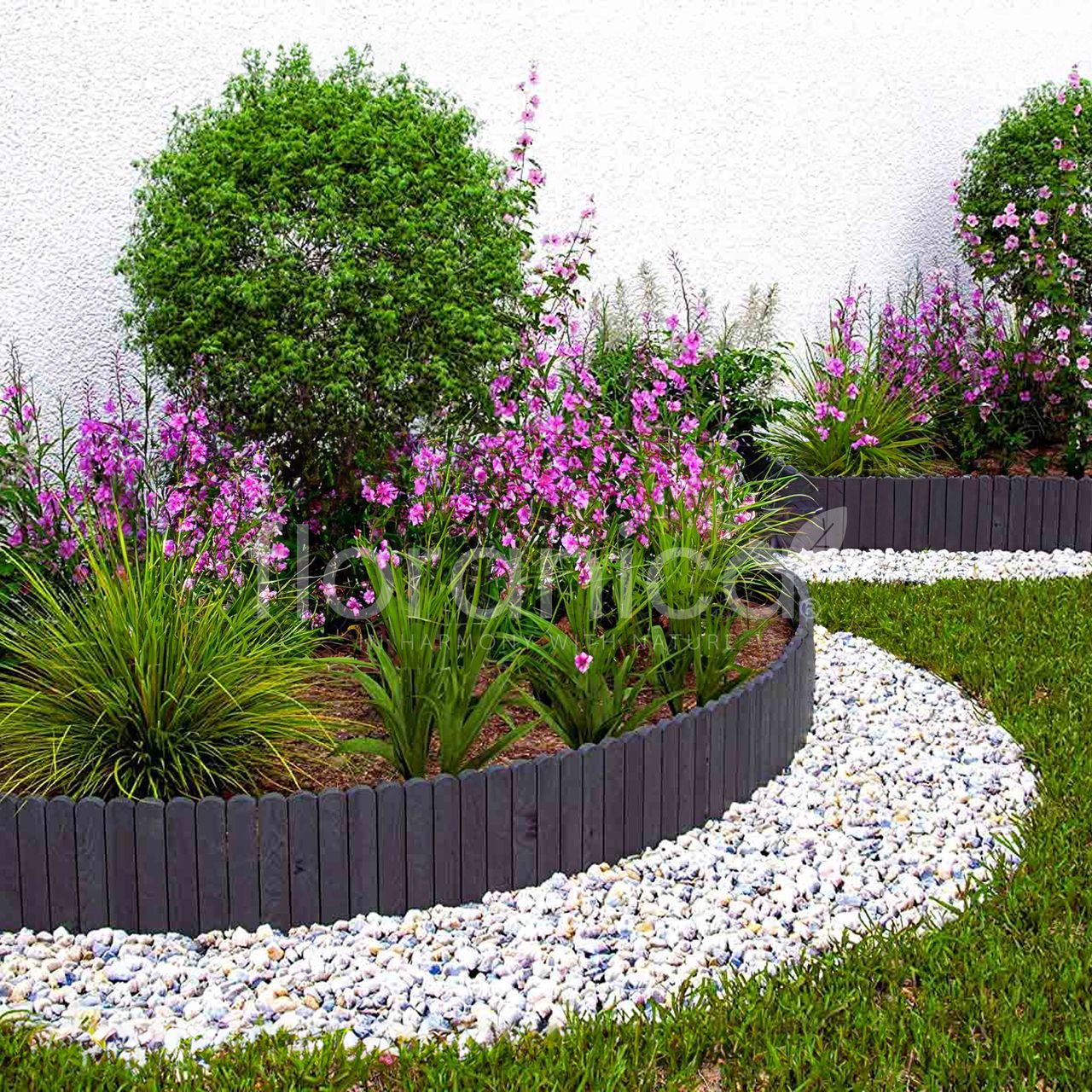 Pemicont Rollborder Flexibler Holzzaun Rolborder Beeteinfassung Rasenkante Gartenzaun