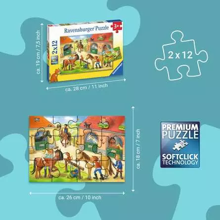 Kinderpuzzle ab 3 Jahren - Ferien auf dem Pferdehof - 12 Teile