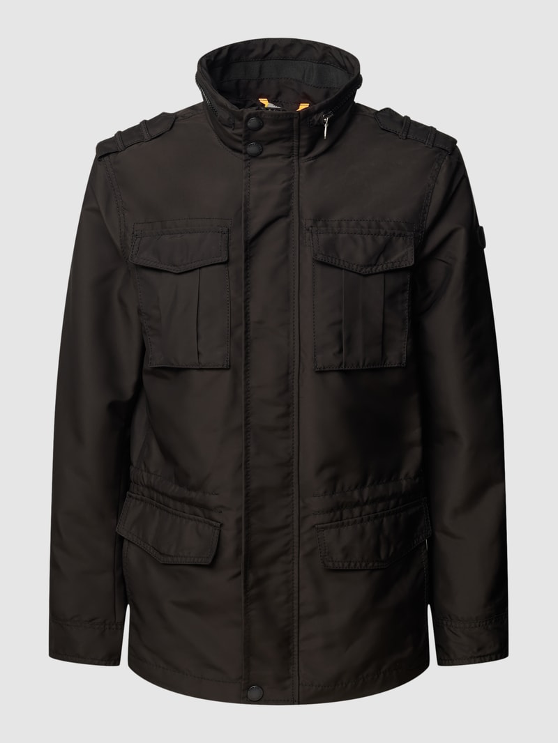 Funktionsjacke mit Stehkragen in schwarz