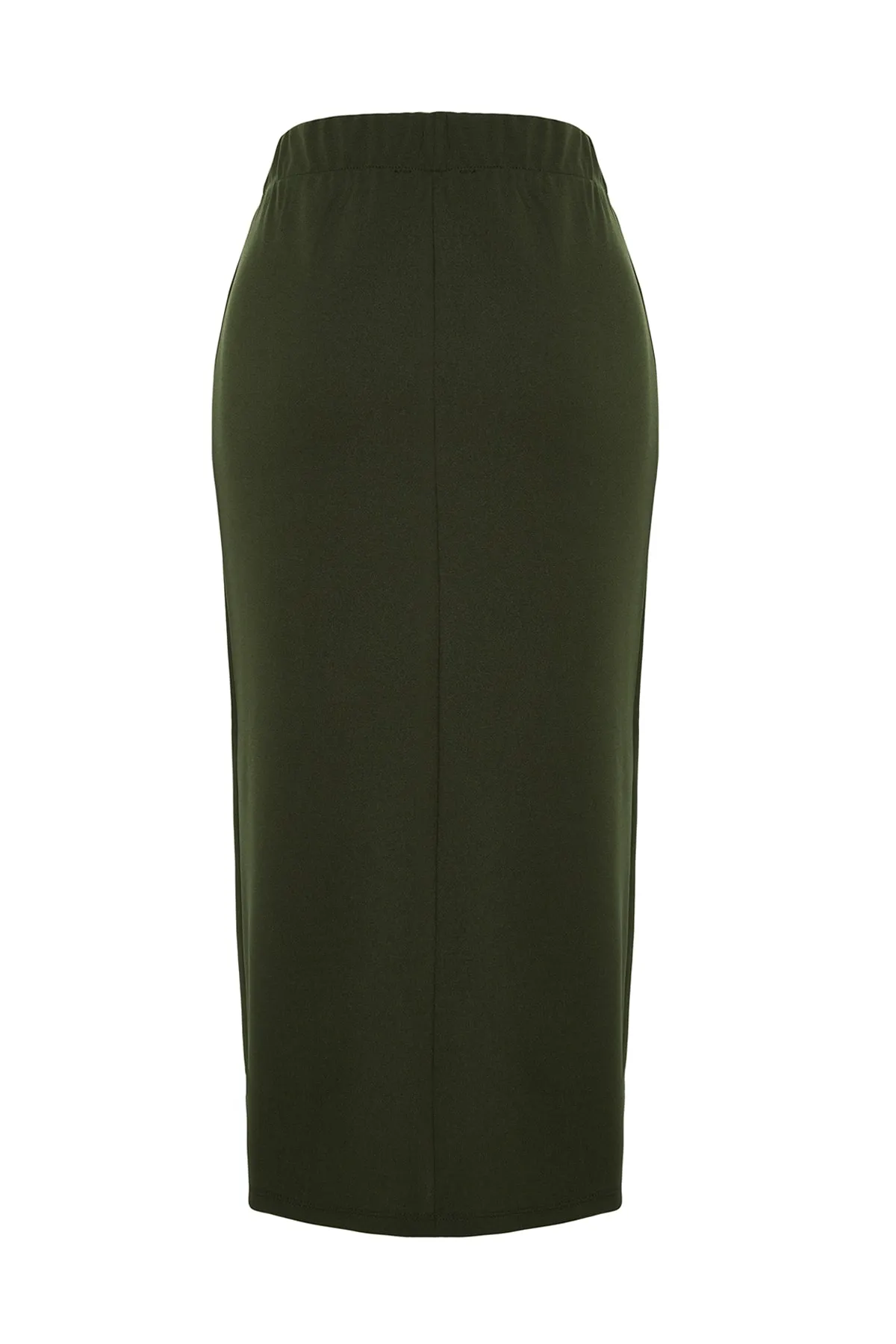 Trendyol Collection  Khakifarbener Maxi-Bleistiftrock aus Crêpe-Strick mit Knopfleiste TWOSS23ET00320