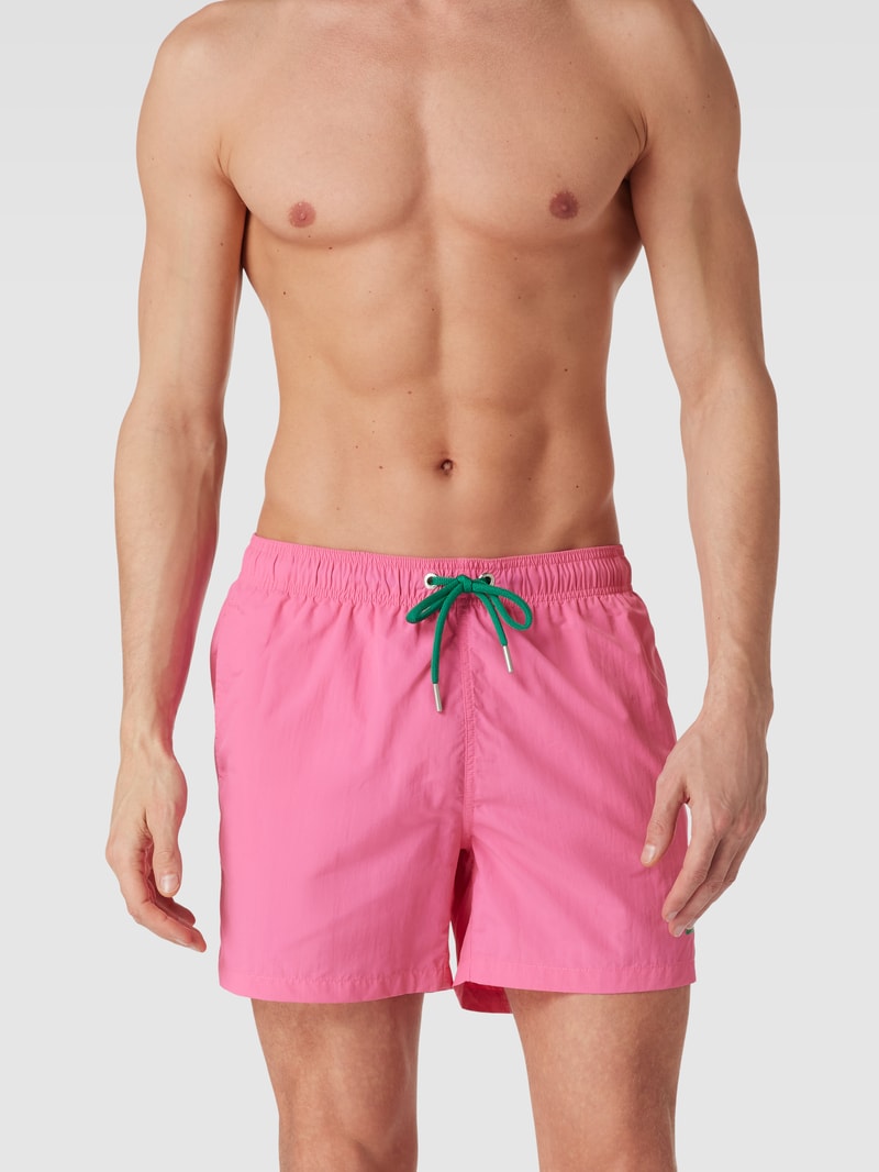 Badehose mit Label-Stitching in pink
