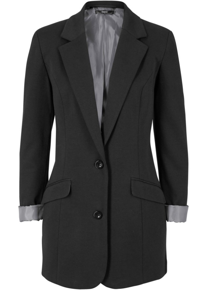 Bio-Baumwolljersey-Longblazer im Boyfriend-Stil