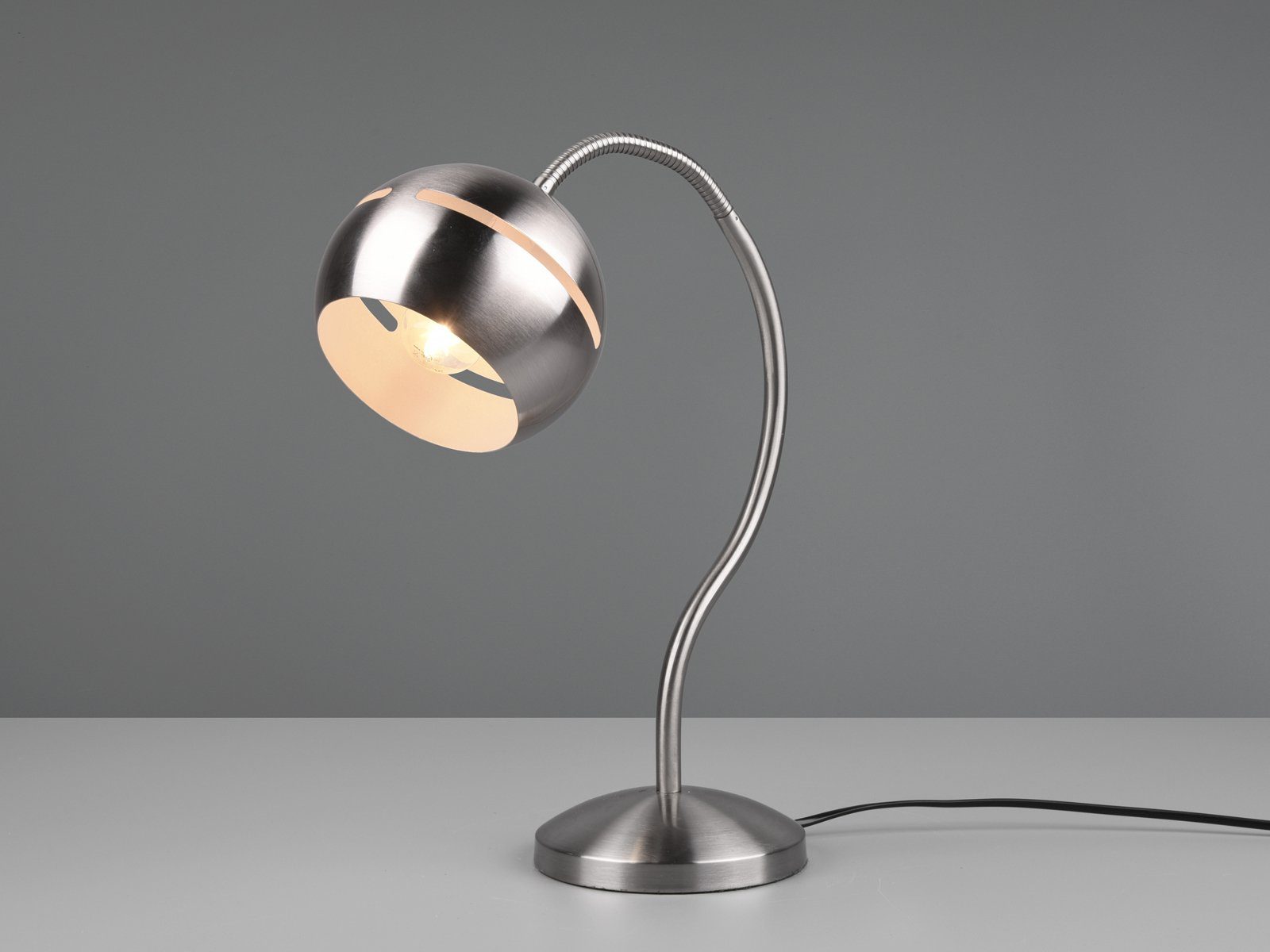 meineWunschleuchte LED Tischleuchte, Dimmer, LED wechselbar, warmweiß, groß-e Designer Schreib-tischlampe Arbeitsleuchte Silber, Höhe 42cm