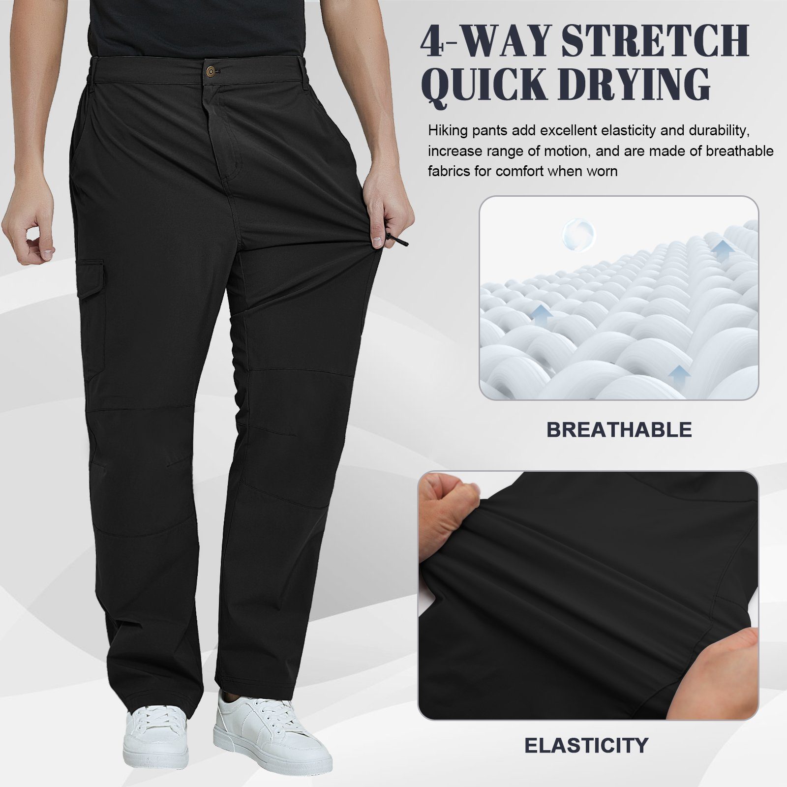 MEETYOO Outdoorhose Herren Softshellhose (Wanderhose,Bergsteigerhosen,Cargohose, Wandern, Camping, Jagd, Klettern, Angeln, Paintball, Armee-Training) atmungsaktiv, Wasserdicht, Mehrfachtaschen, Dehnbar