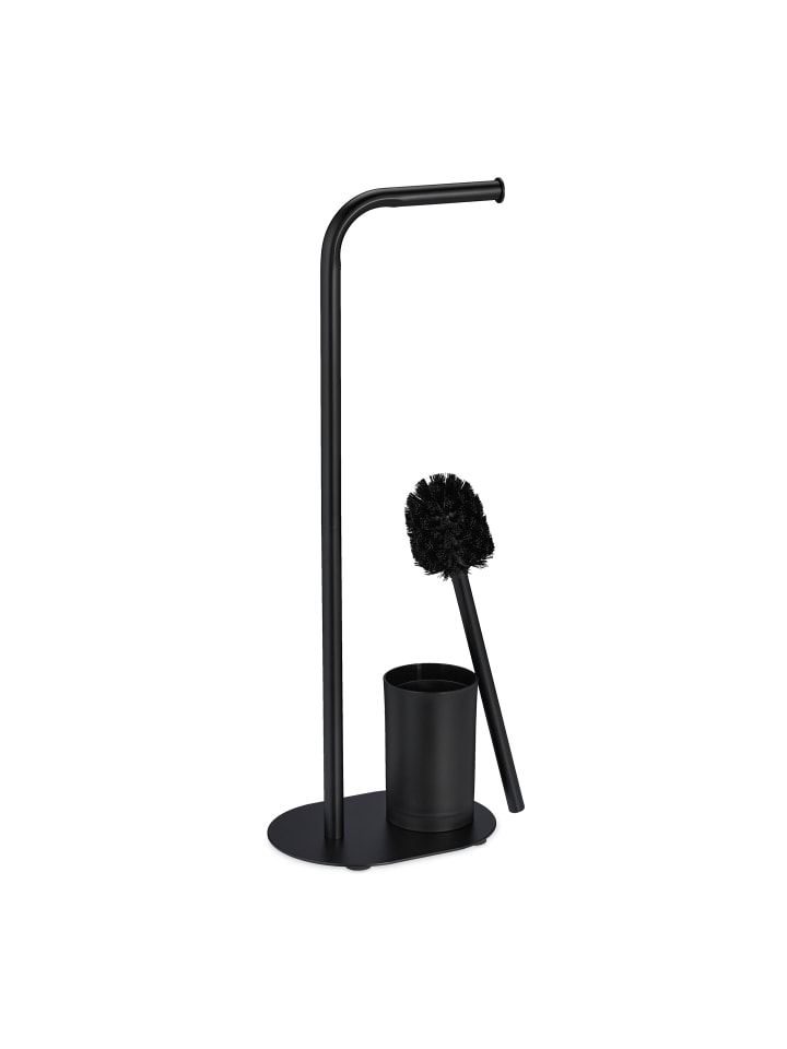 relaxdays WC Garnitur in Schwarz - (B)23 x (H)64,5 x (T)17 cm günstig kaufen onesize