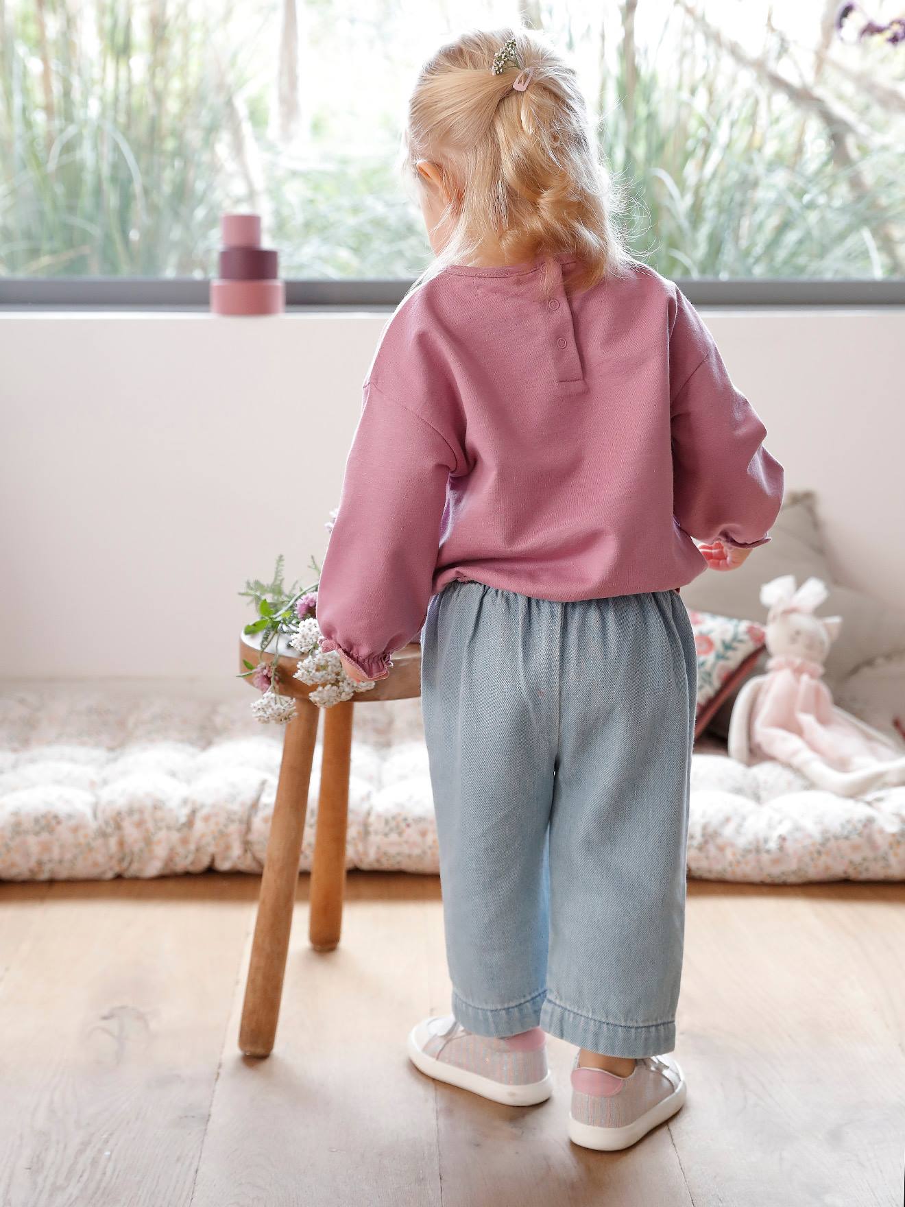 Sweat imprimé bébé mauve