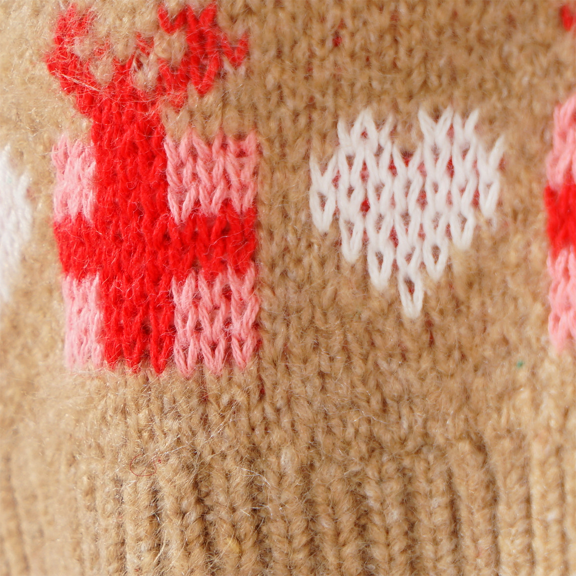 Mädchen Weihnachtsstrickjacke gemustert beige