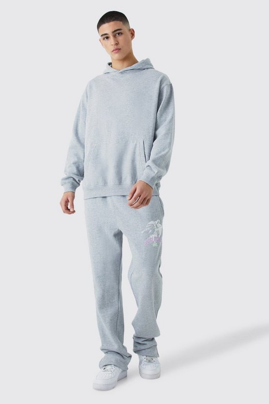 Oversize Trainingsanzug mit Print und geteiltem Saum