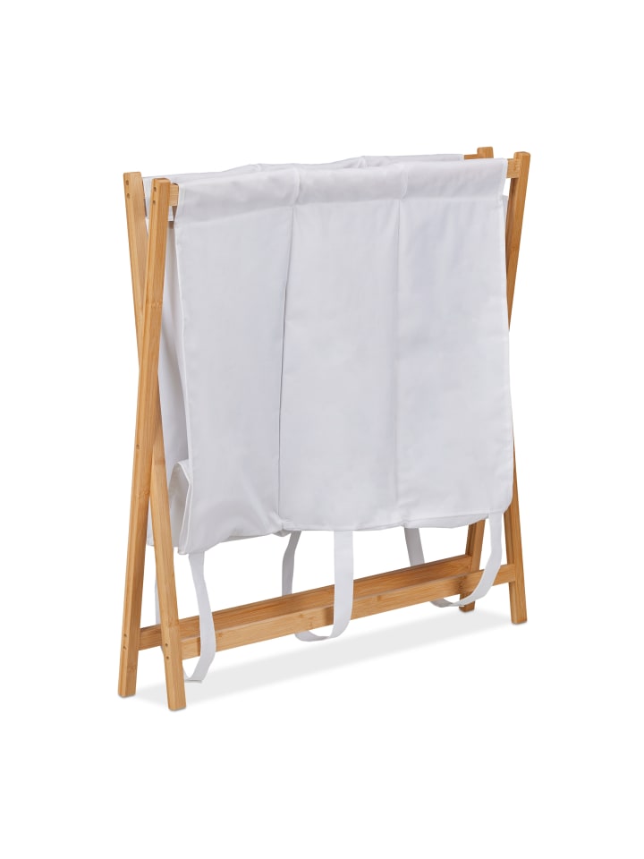 relaxdays Wäschekorb in Weiß/ Natur - (B)74 x (H)71 x (T)42 cm günstig kaufen onesize