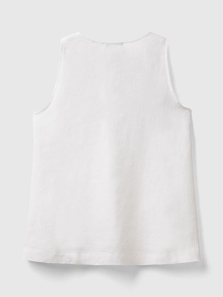 Benetton Leinen-Blusentop in Weiß günstig kaufen