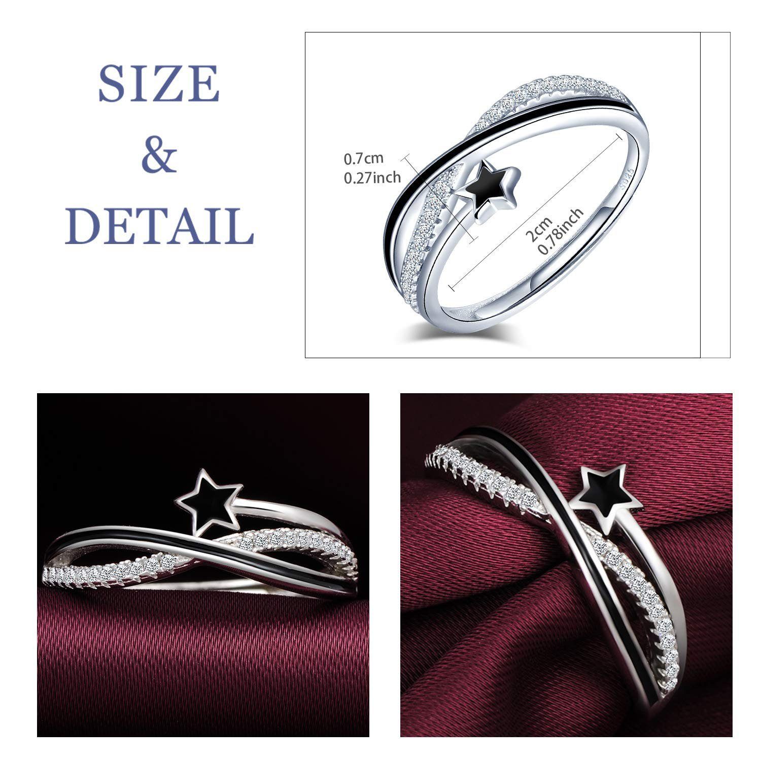 POCHUMIDUU Fingerring Damen-Ring Einstellbar Jahrestag Knoten Stern Zirkonia (1-tlg), für Frauen Mädchen