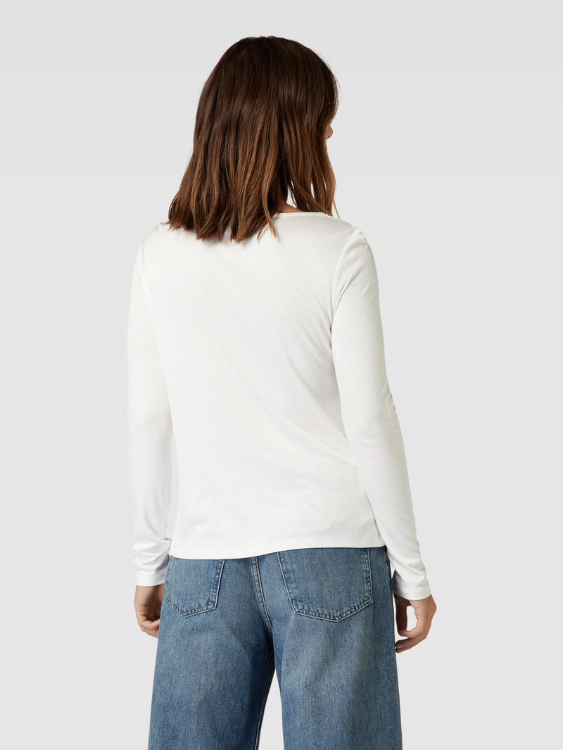 Longsleeve aus Viskose mit Logo-Stitching in weiß