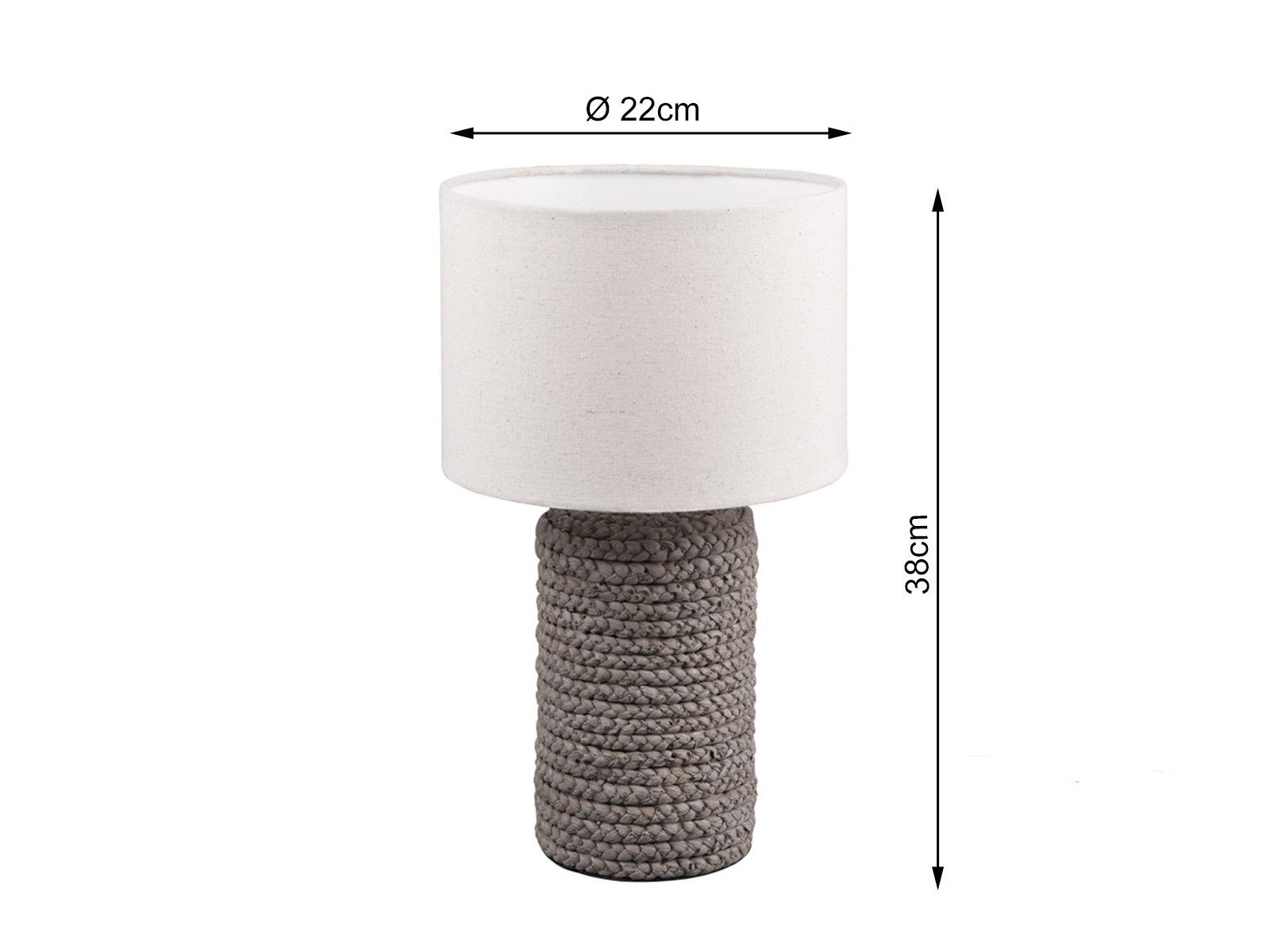 meineWunschleuchte LED Nachttischlampe, Dimmfunktion, LED wechselbar, Warmweiß, ausgefallene Keramik Designer Lampe dimmbar, Stoff Lampenschirm H:38cm