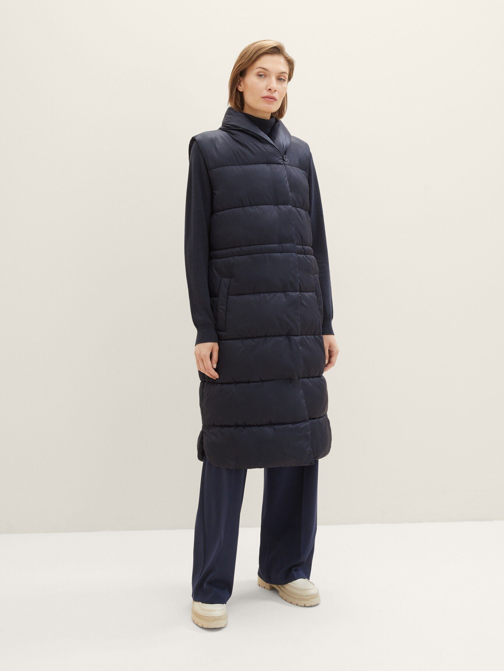 TOM TAILOR Longweste Weste mit recyceltem Polyester