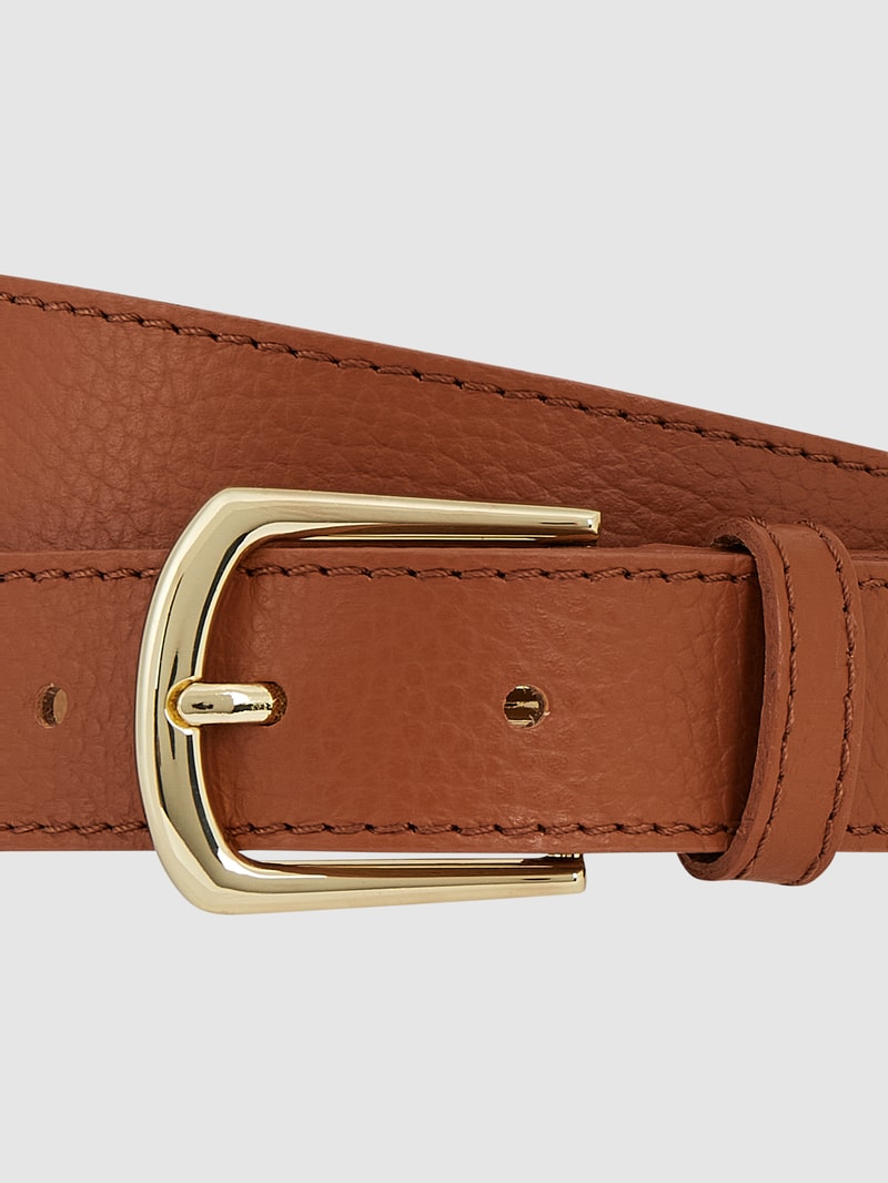 Ledergürtel mit Dornschließe Modell 'Adra' in camel