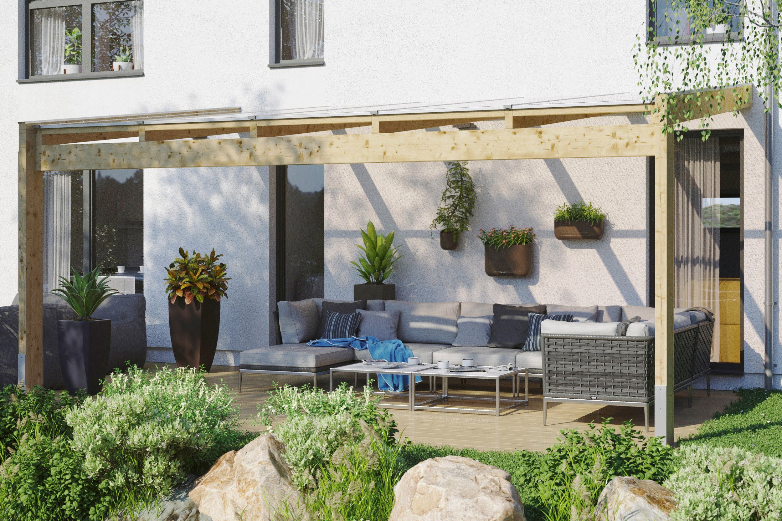 Skanholz Terrassendach Novara, BxT: 557x259 cm, Bedachung Doppelstegplatten, BxT: 557x259 cm