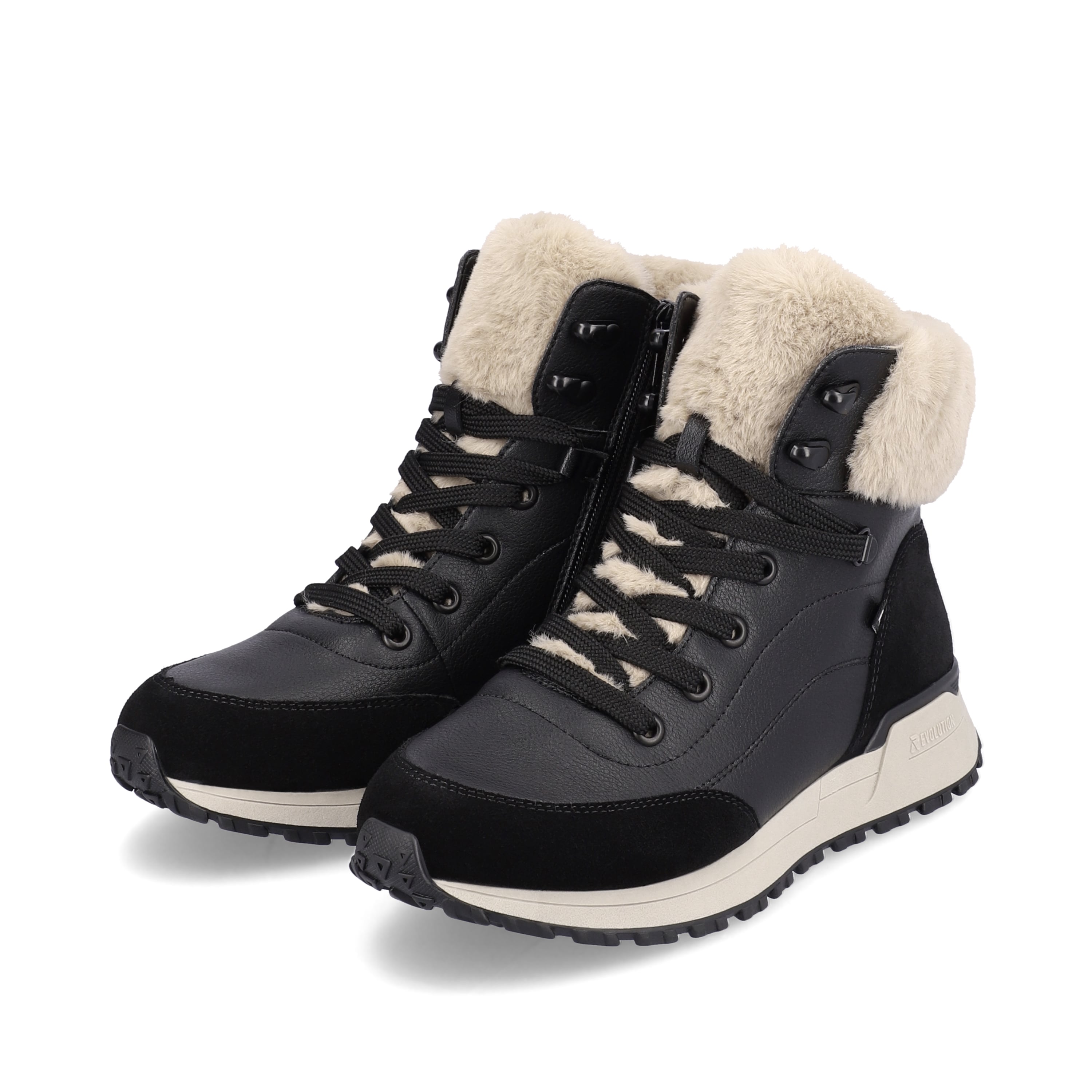Rieker Damen Schnürstiefel midnight-black stone-grey