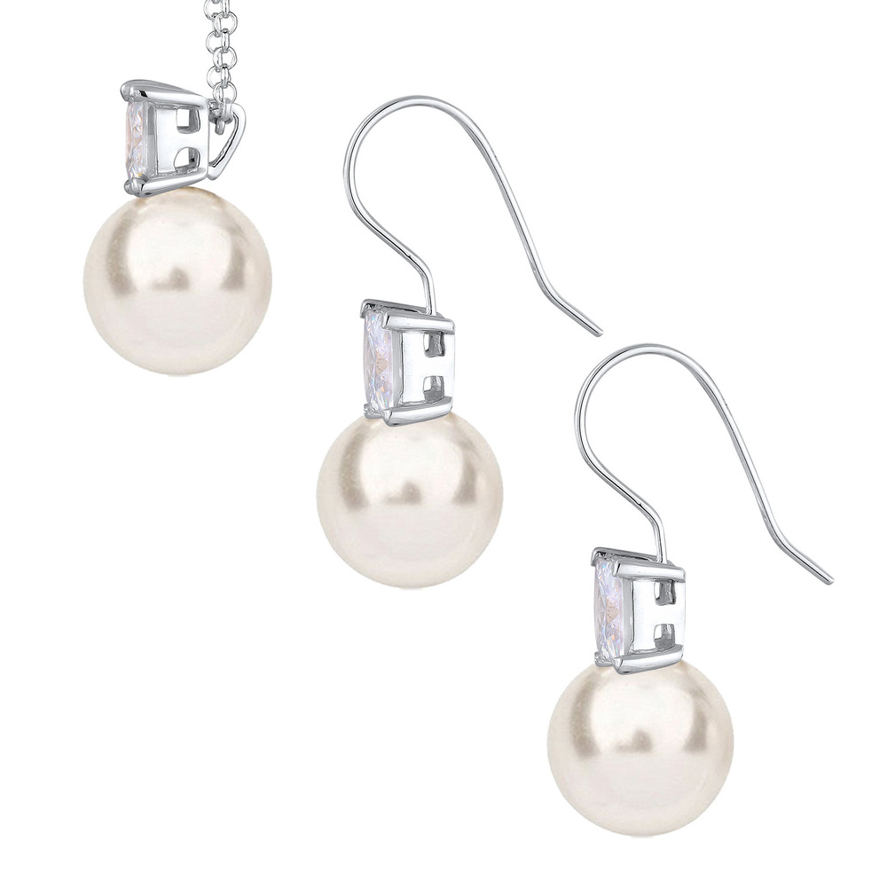 Nenalina Nenalina Ensemble de Bijoux Zirkonia Synthetische Perle 925 Silber Bijoux