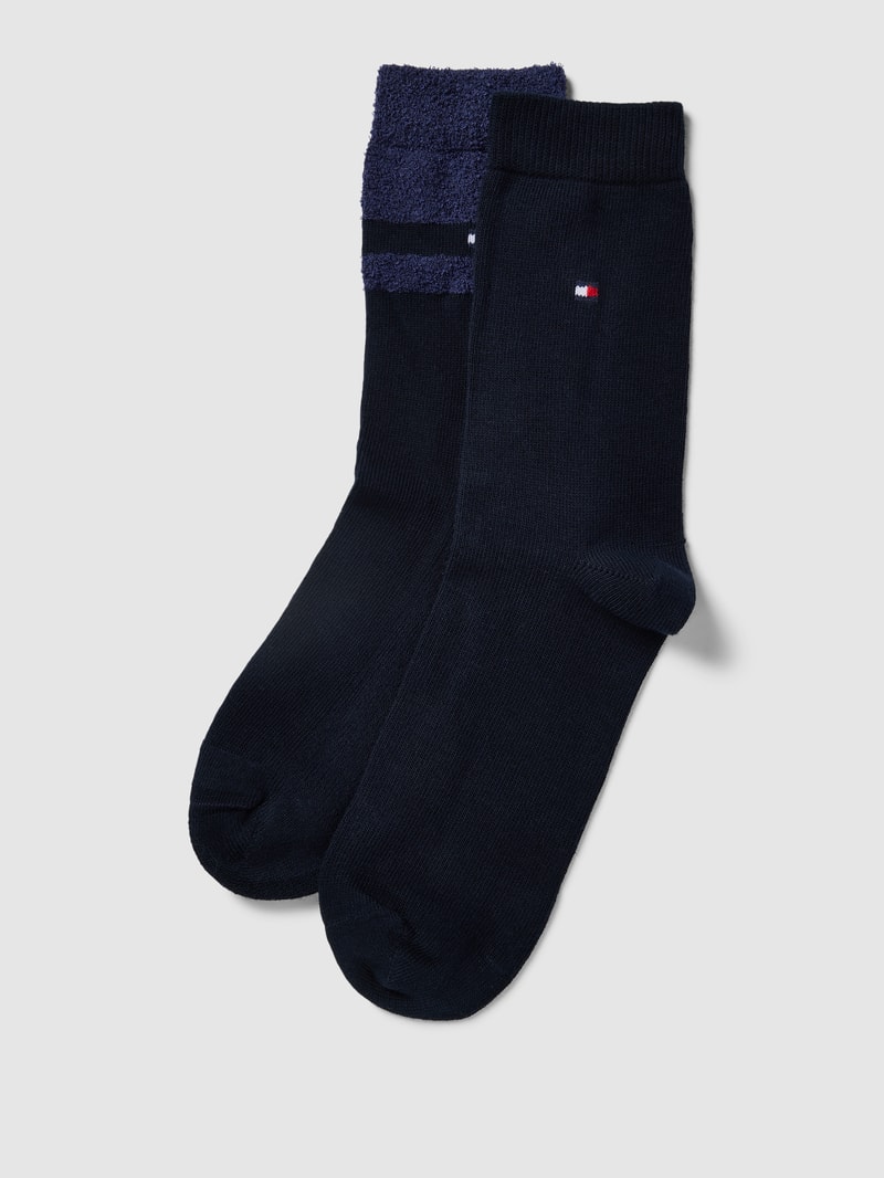 Socken mit Label-Stitching im 2er-Pack in marineblau