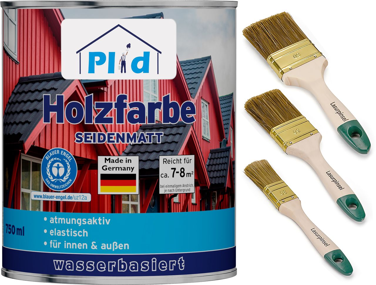 Plid Premium Holzfarbe Holzlack Farbe für Holz Pinsel Anthrazitgrau