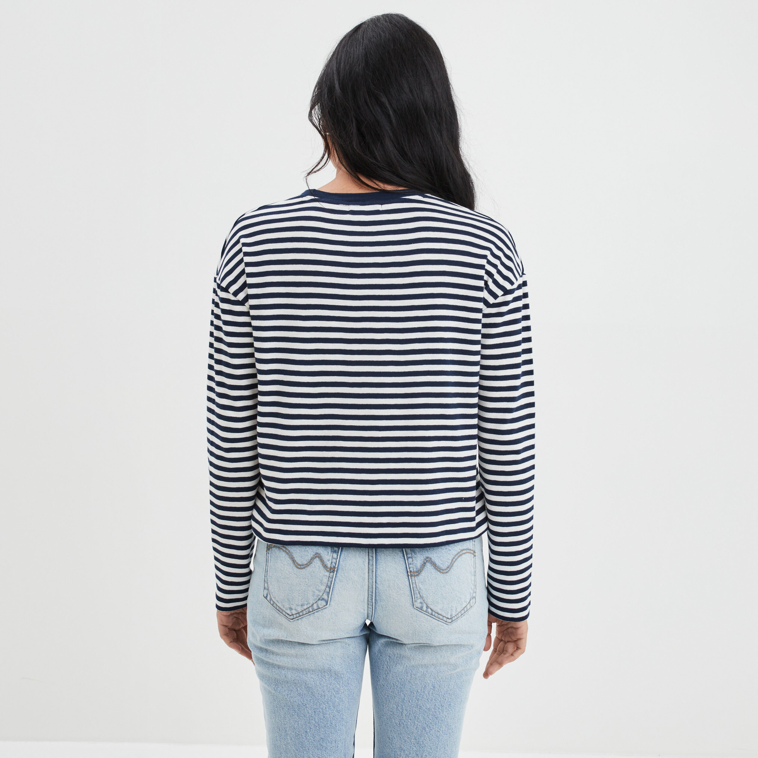 T-shirt ajusté col rond coton Creeks ivoire femme | La Halle