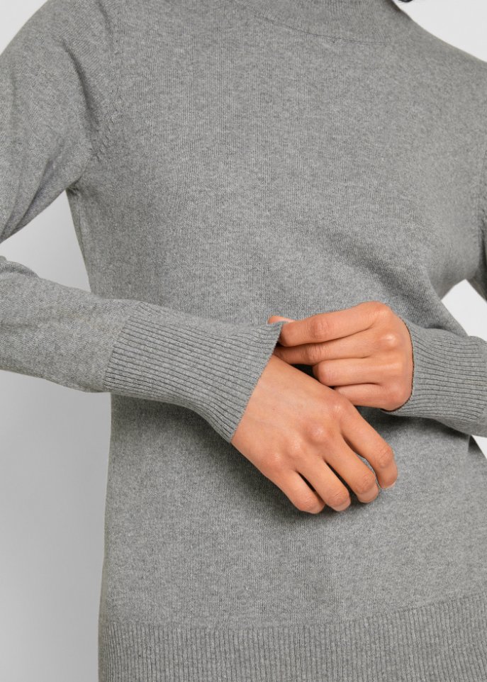 Basic Pullover mit Stehkragen mit recycelter Baumwolle